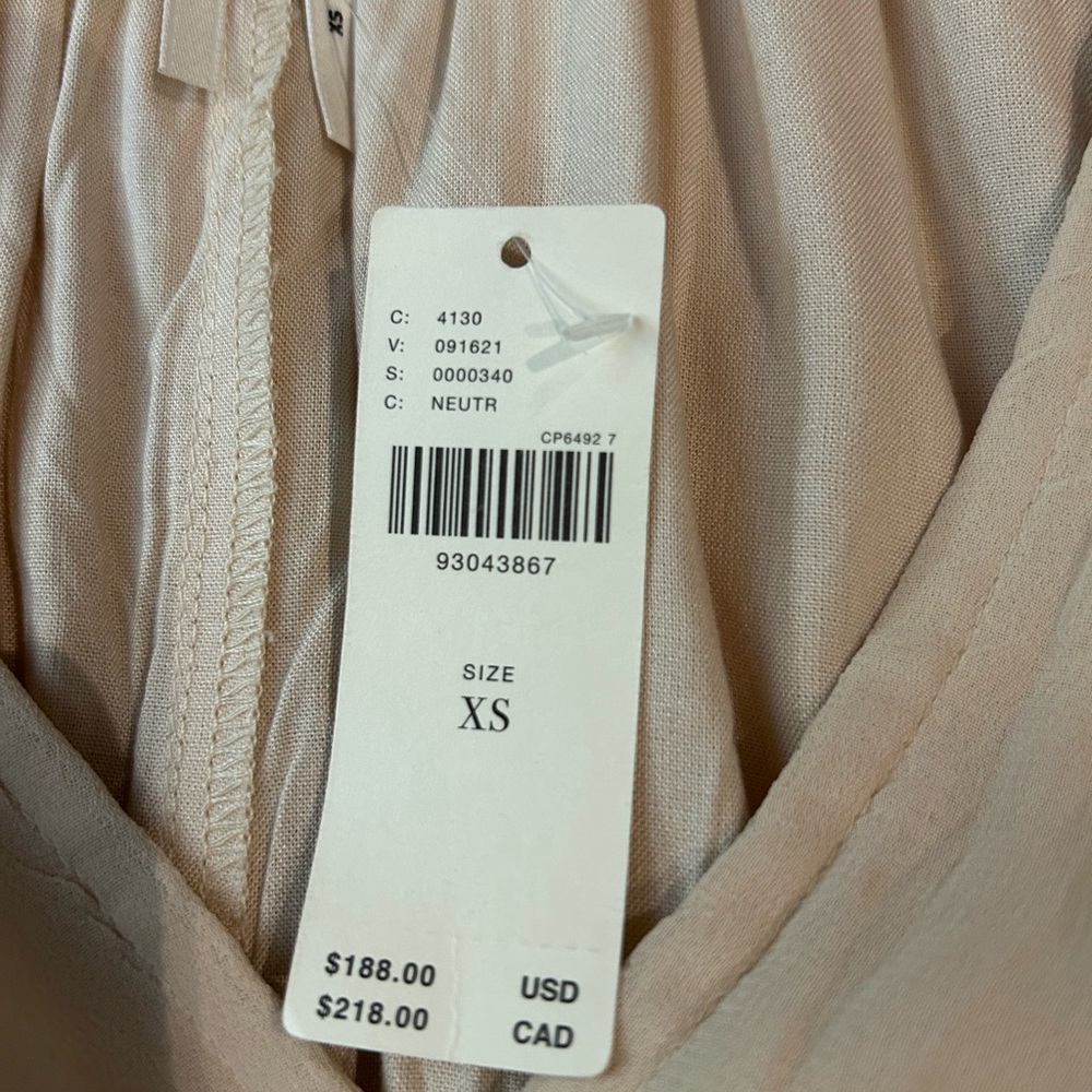 NWT ANTHROPOLOGIE Long Sleeve Sheer Pleated Maxi Dress Neutral XS-M - Picture 9 of 16